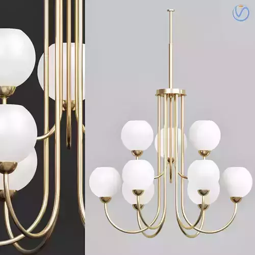 Carisa Collection 9 Light Vintage Gold Chandelier with Shade