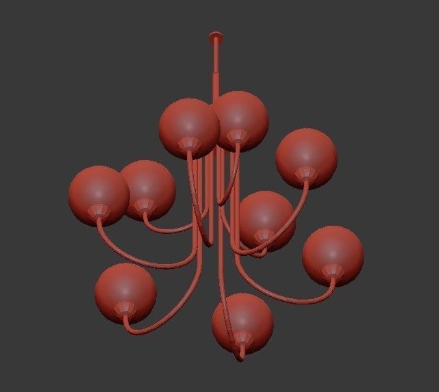 Carisa Collection 9 Light Vintage Gold Chandelier with Shade 3D model_6