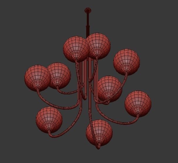 Carisa Collection 9 Light Vintage Gold Chandelier with Shade 3D model_5