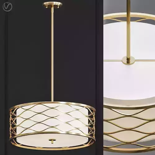 Solei 5 Light Old Gold Pendant with White Linen Fabric Shade
