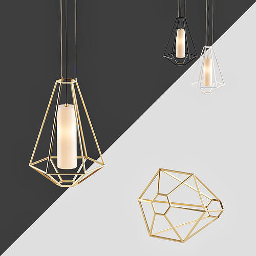 Silhouette 1 Light Gold Leaf Pendant 3D model