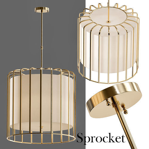 Sprocket 9 Light Matte Gold Pendant 3D model