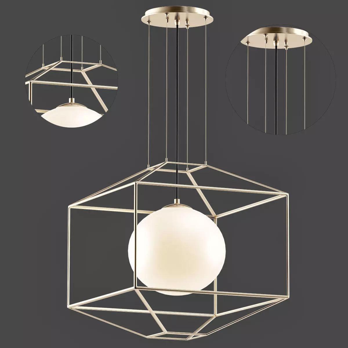 Silhouette 1 Light Gold Leaf Pendant 3D model_0