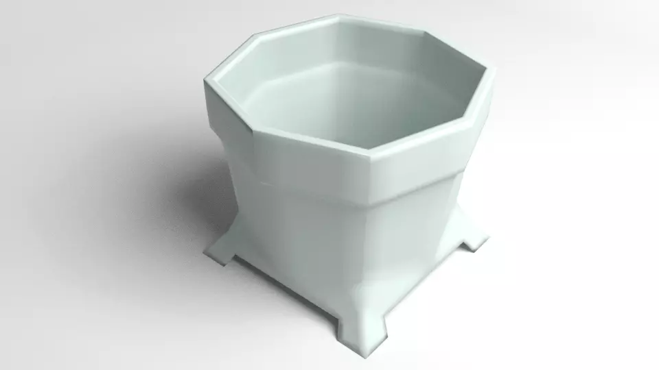 Flowerpot 4 hexagonal vase 3D model_0