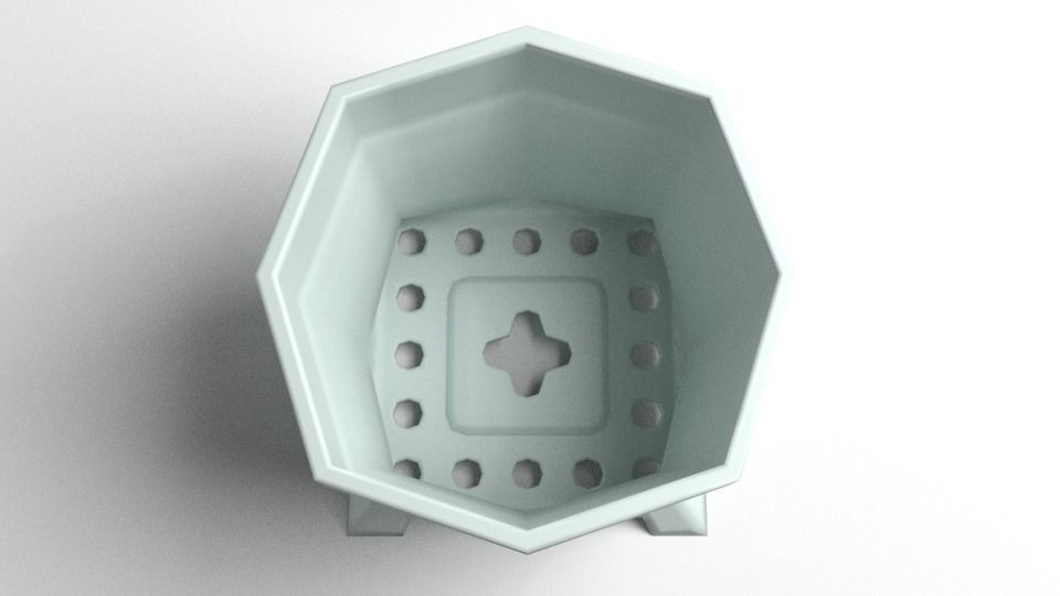 Flowerpot 4 hexagonal vase 3D model_1