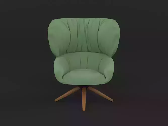 Armchair lounge chair with wooden legs