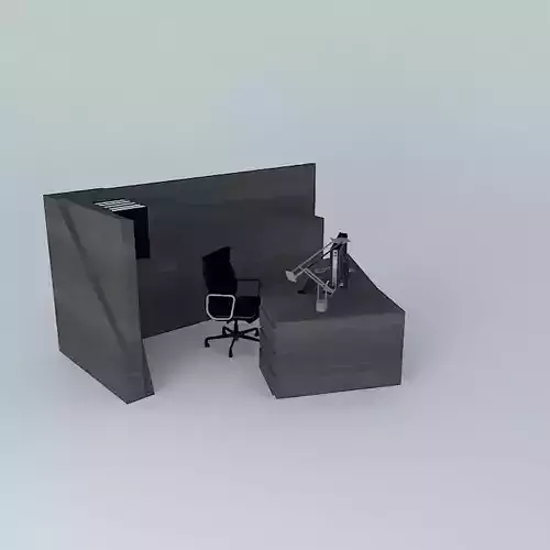 symmetrical office desk set Free 3D model