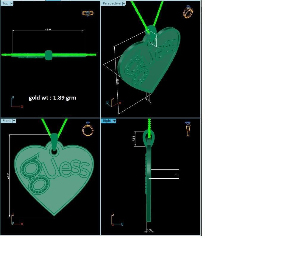 Heart shape guess 3dm render detail 3D print model_6