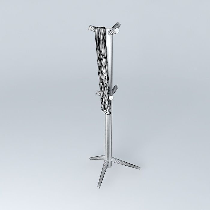 Coat rack with scarf Free 3D model_3