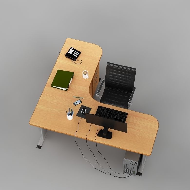 Desk Office 03 3D model_1