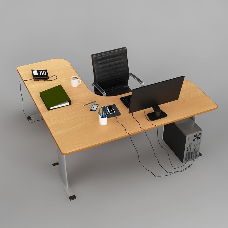 Desk Office 03 3D model_6