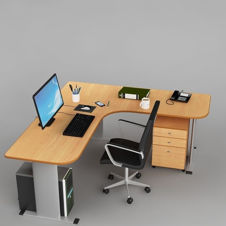 Desk Office 03 3D model_4