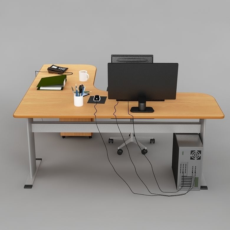 Desk Office 03 3D model_5