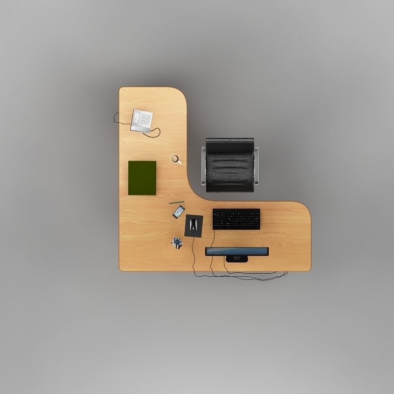 Desk Office 03 3D model_7