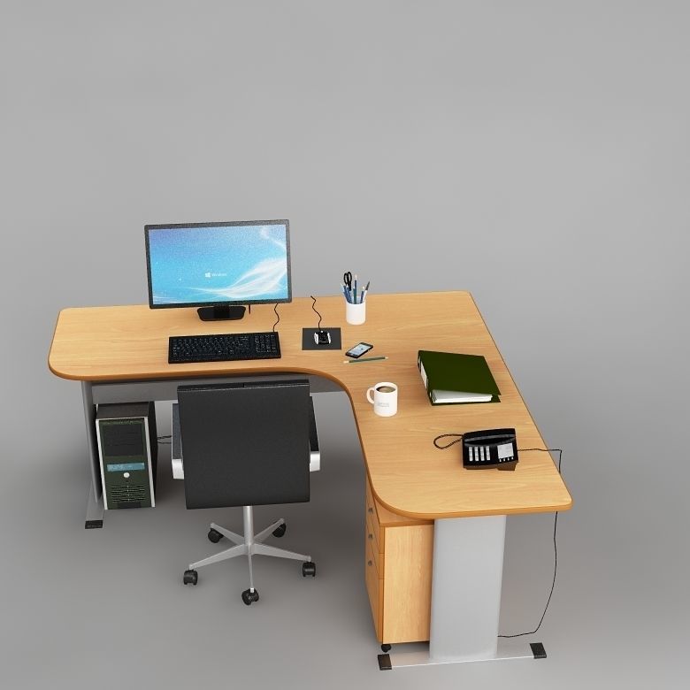 Desk Office 03 3D model_2