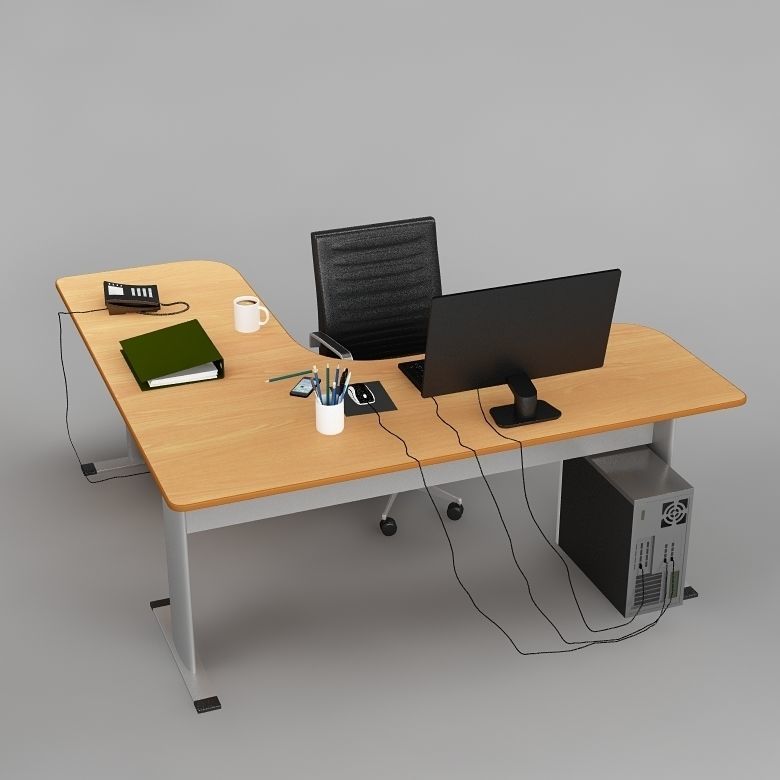 Desk Office 03 3D model_3