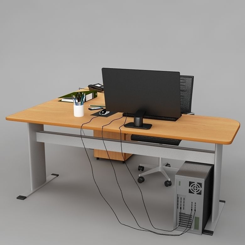 Desk Office 03 3D model_8