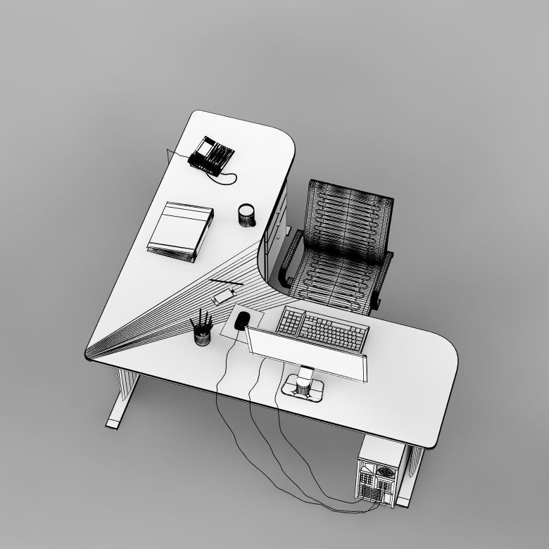 Desk Office 03 3D model_11