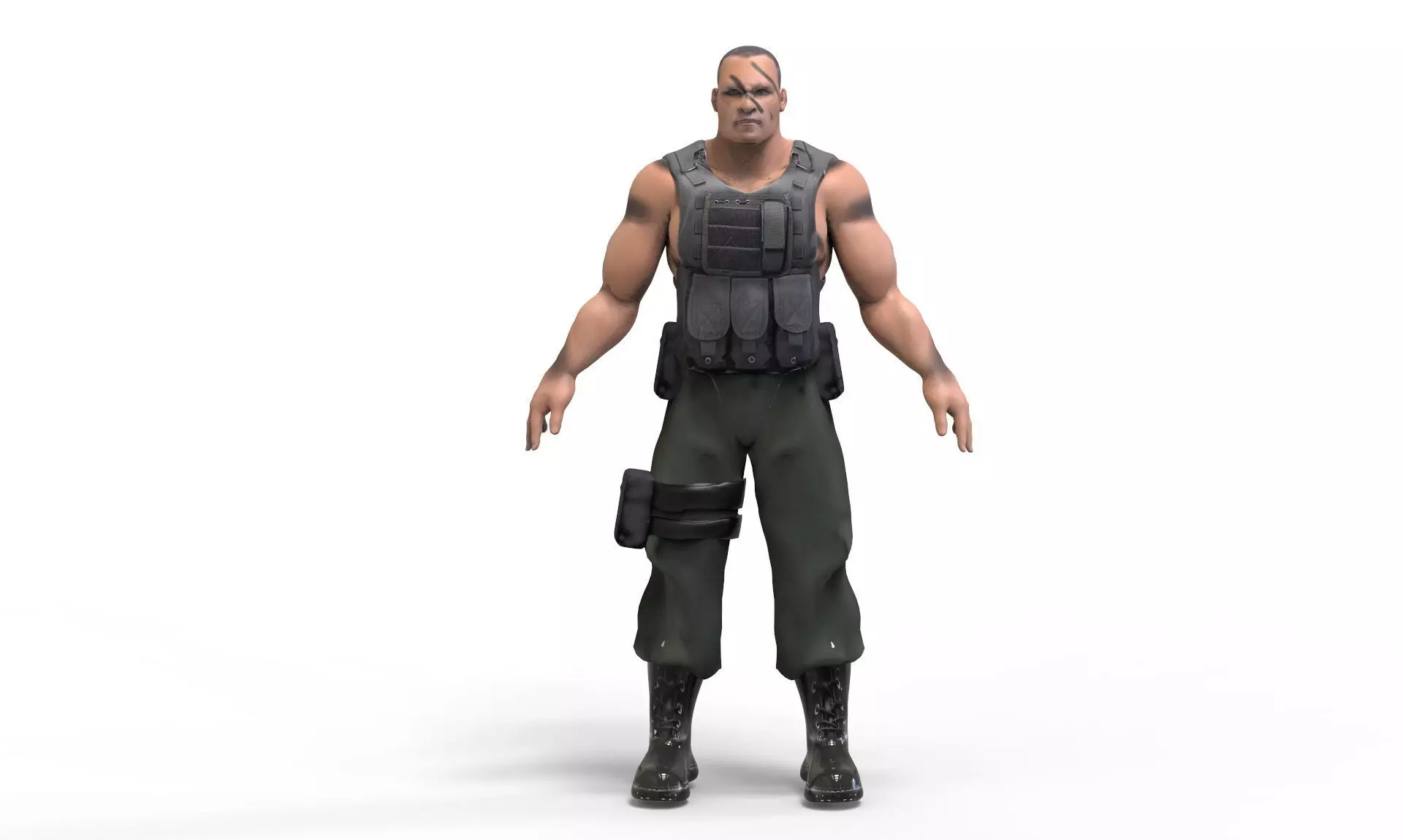 Commando soldier Low-poly 3D model_0