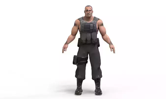 Commando soldier Low-poly 3D model