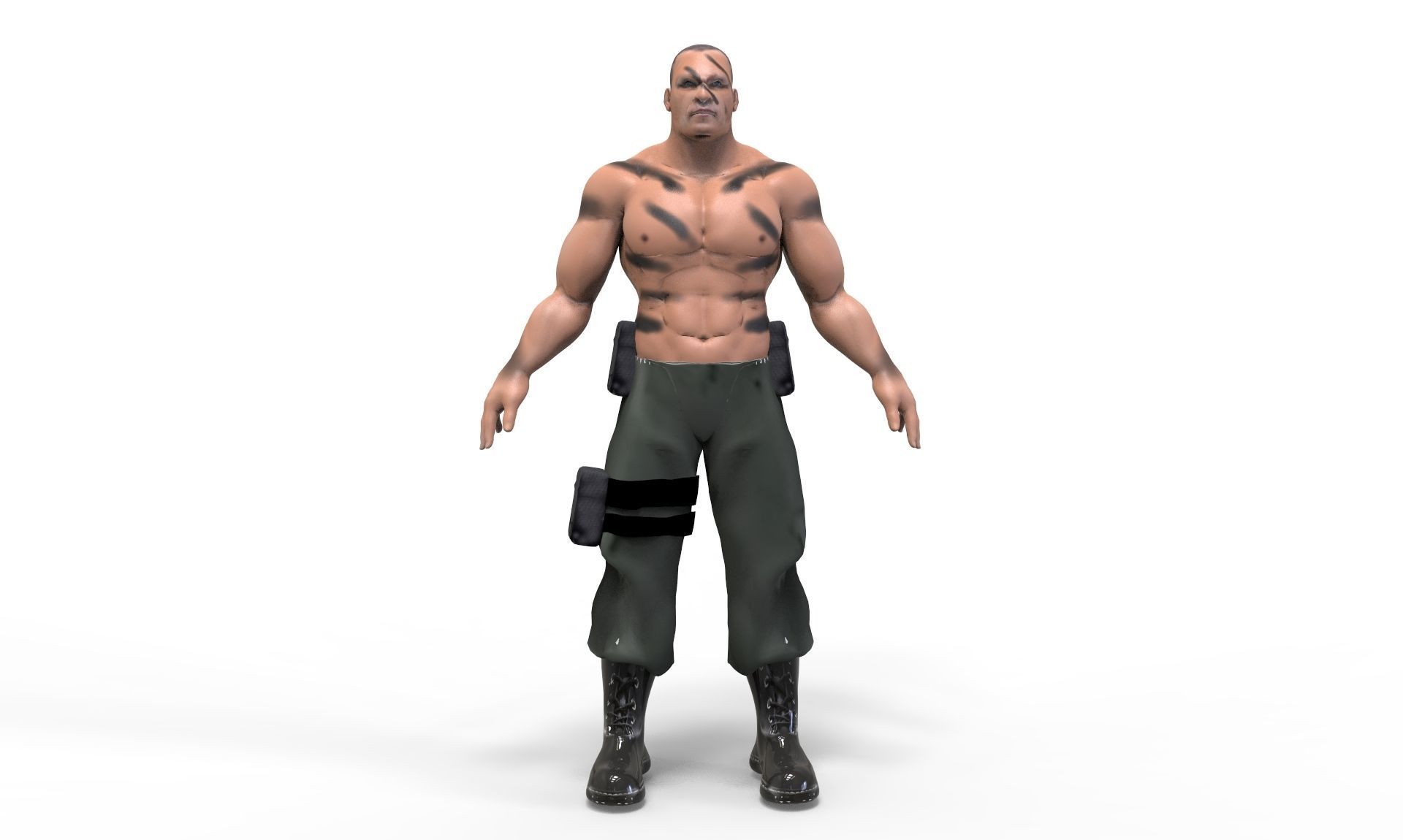 Commando soldier Low-poly 3D model_4