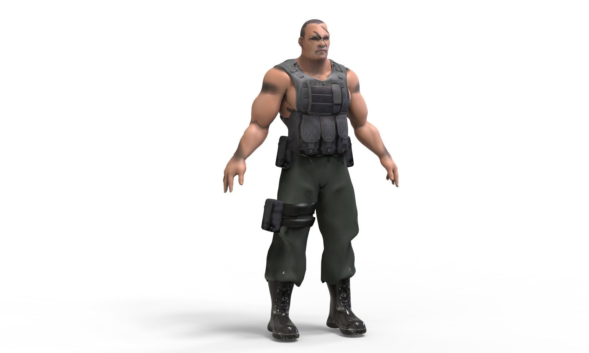 Commando soldier Low-poly 3D model_3