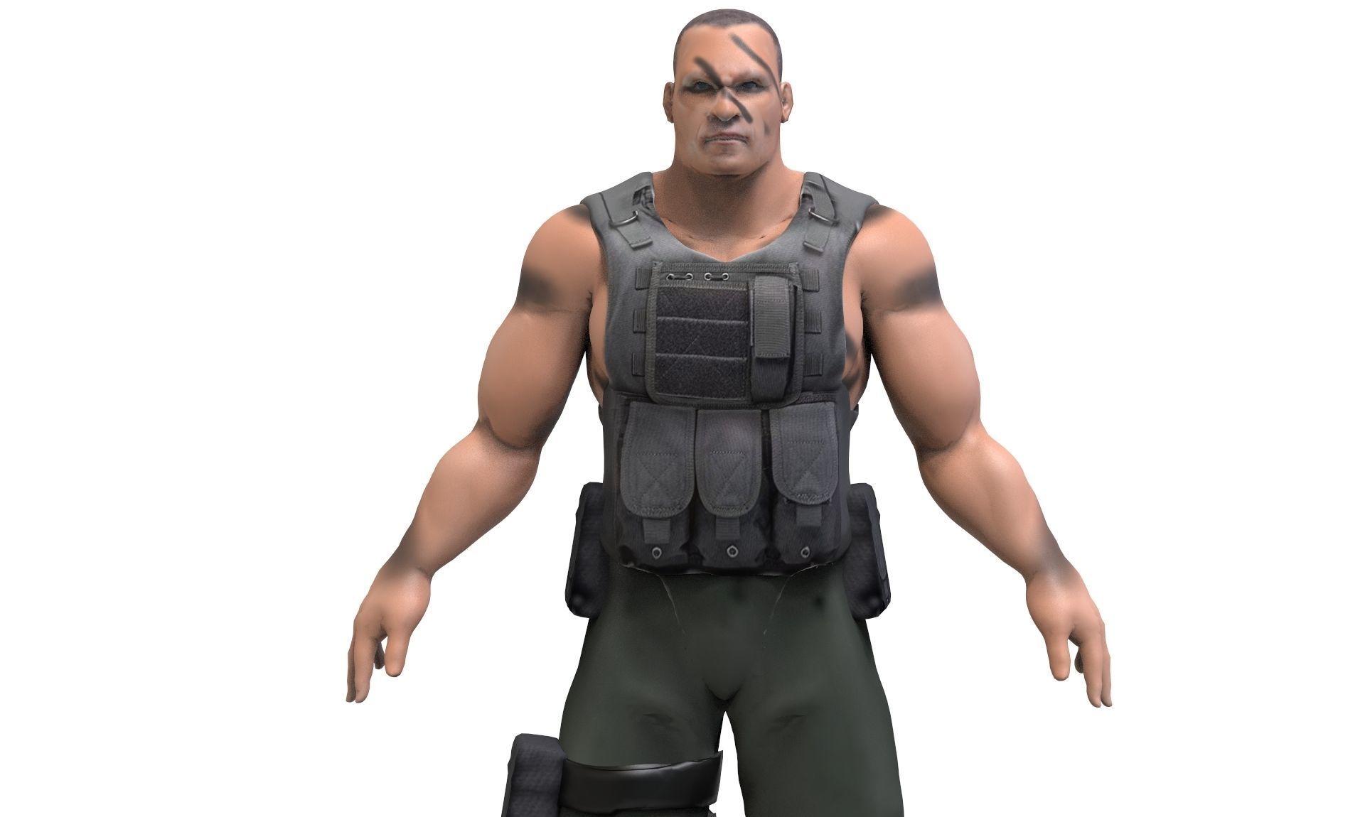 Commando soldier Low-poly 3D model_5