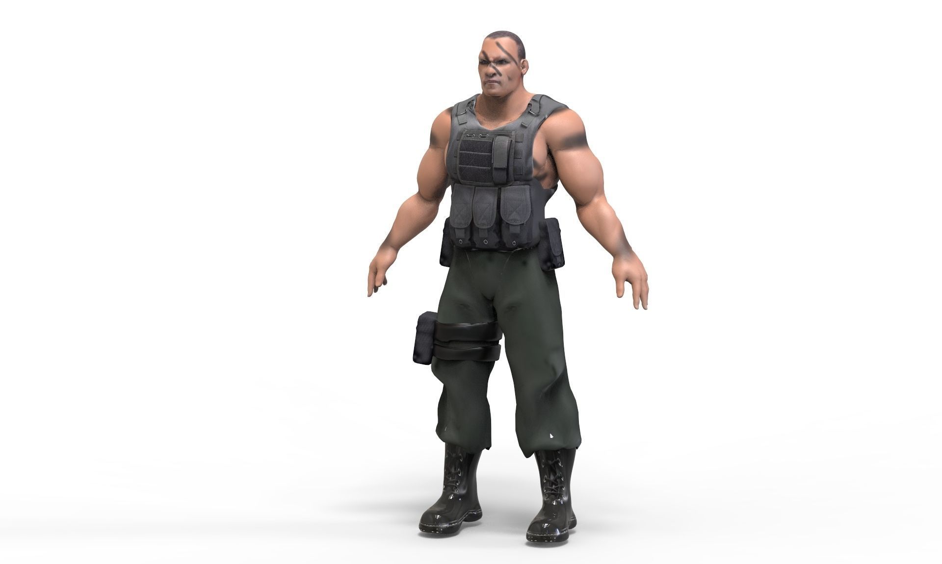 Commando soldier Low-poly 3D model_1