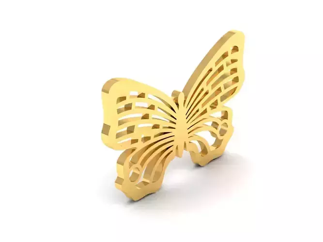 Butterfly 3dm render detail gold 3D print model