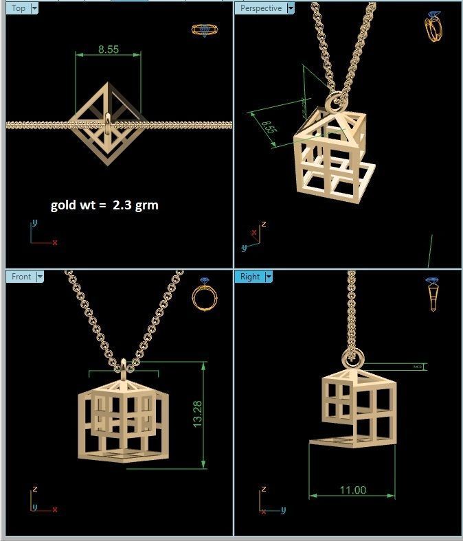 Cube pendant 3dm render detail 3D print model_1