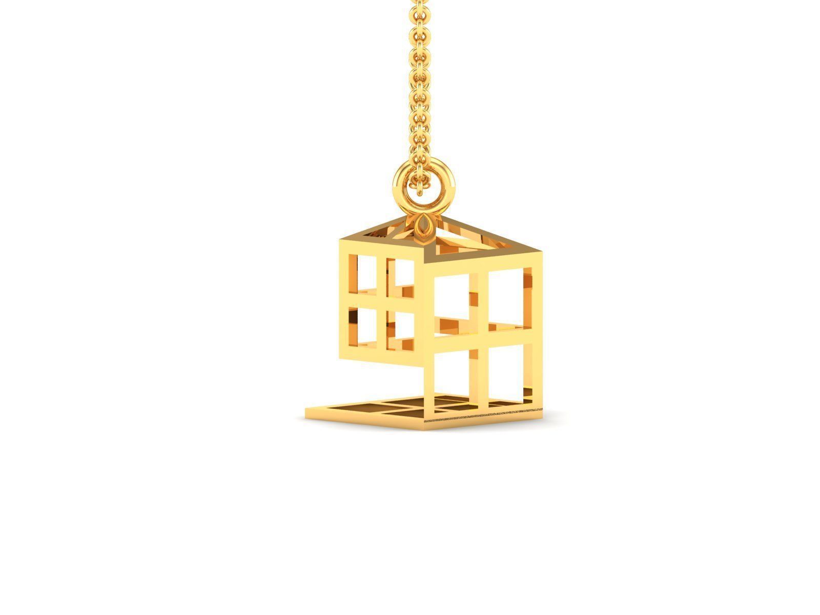 Cube pendant 3dm render detail 3D print model_2