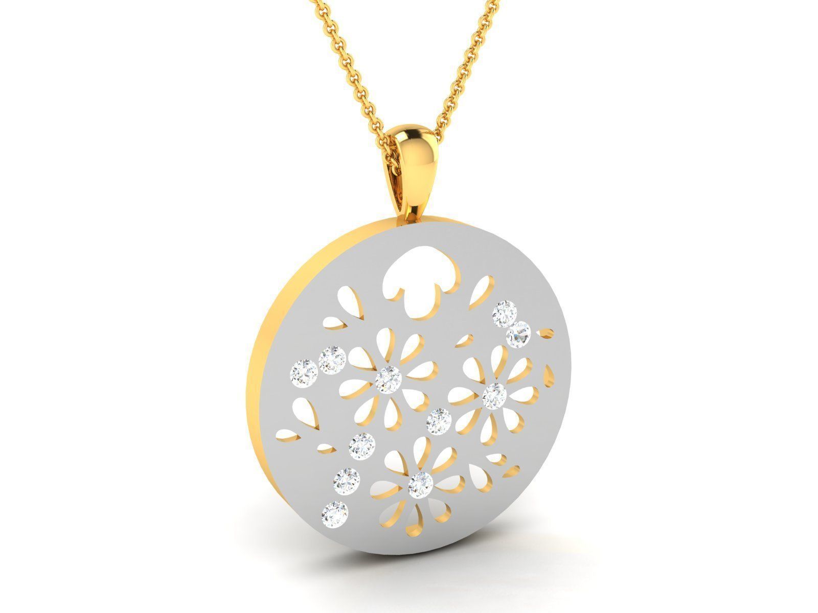 Women flower pendant 3dm render detail 3D print model_1