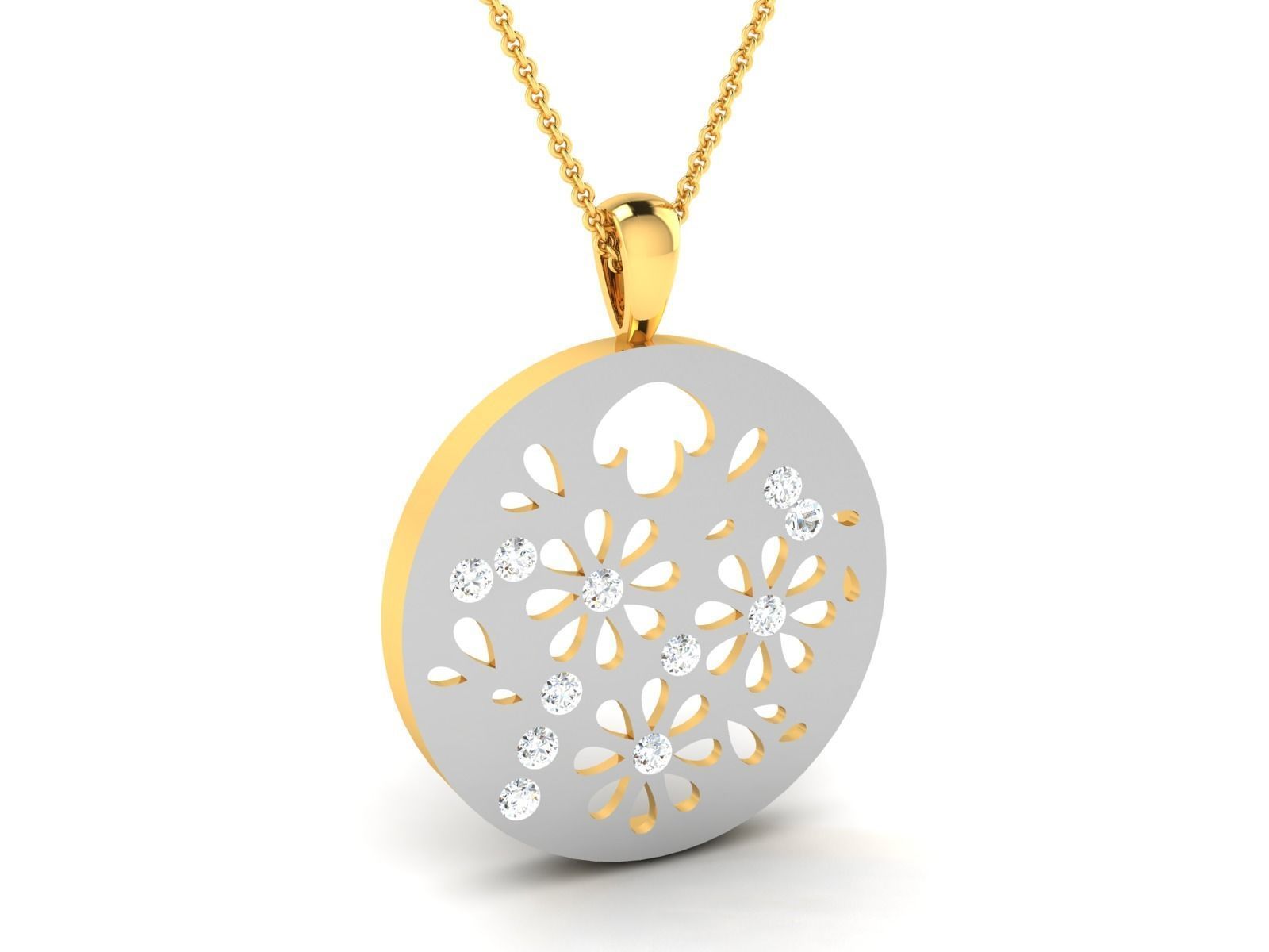 Women flower pendant 3dm render detail 3D print model_6