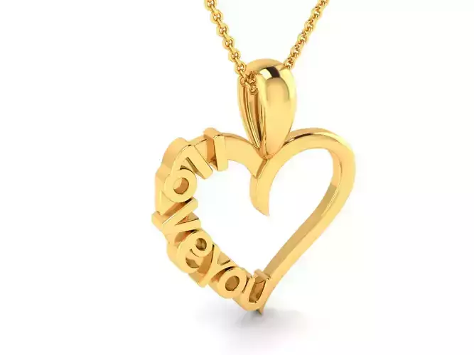 Heart shape I Love You pendant 3dm render detail 3D print model