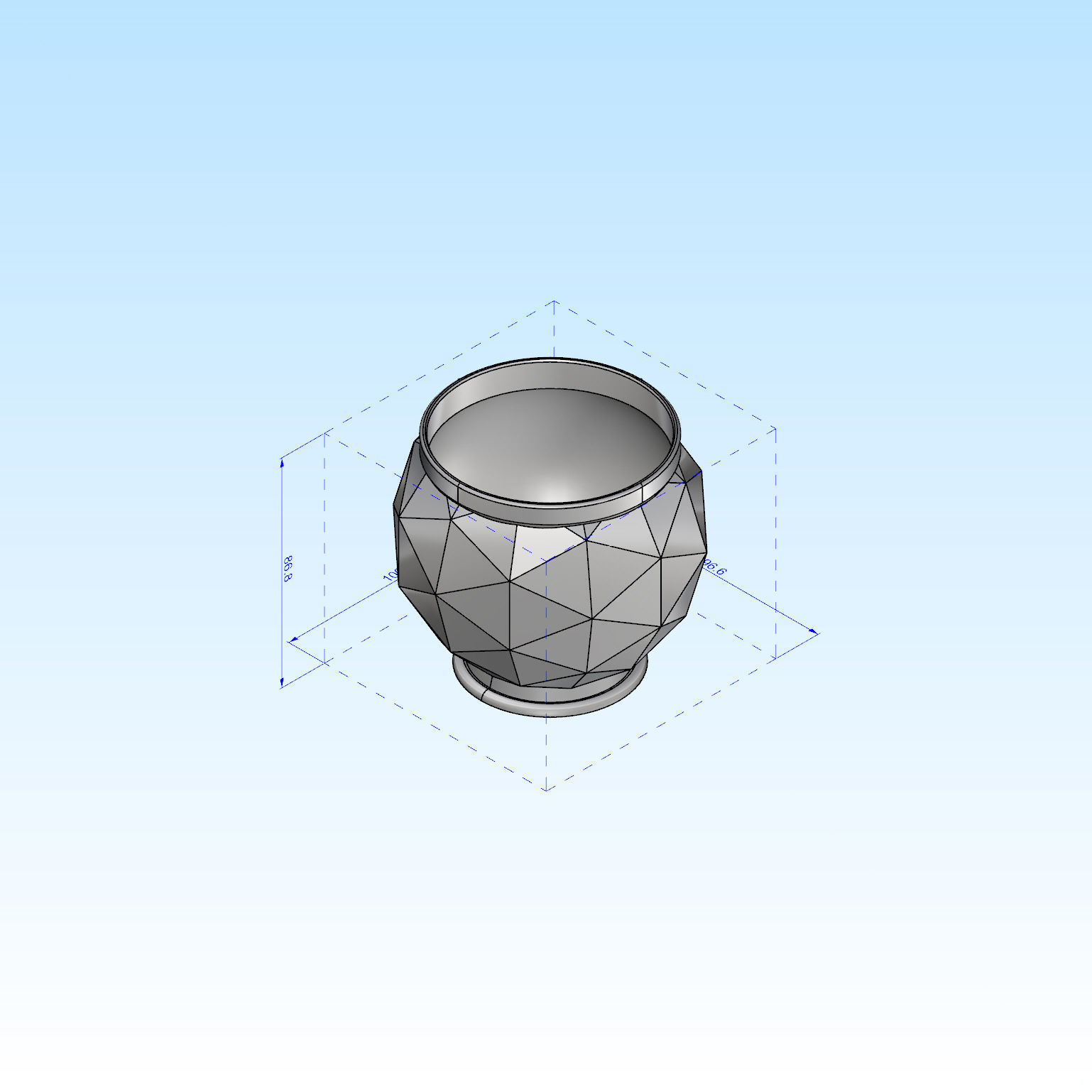 Decorative Triangulated Container Pot for Succulents V1 3D print model_5