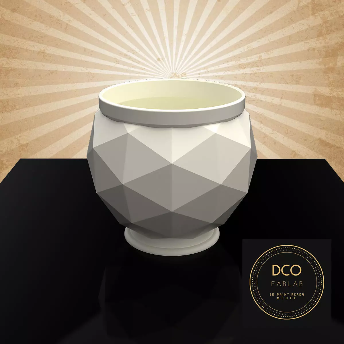 Decorative Triangulated Container Pot for Succulents V1 3D print model_0