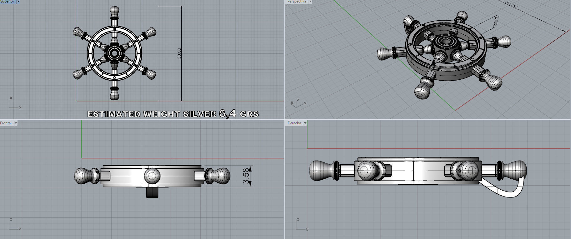 Ship rudder pendant 3D print model_2