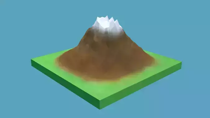 Low Poly Cartoon Stylish Mountain