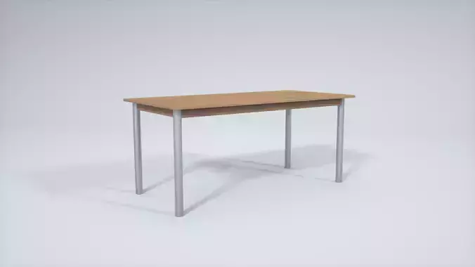 Table desk with metal frame and wooden top