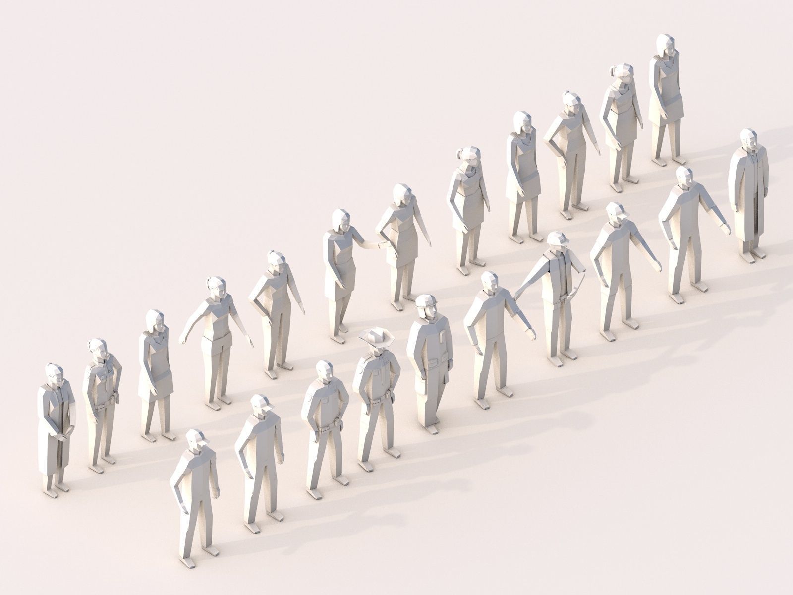 Cartoon Lowpoly Characters Megapack Low-poly 3D model_3