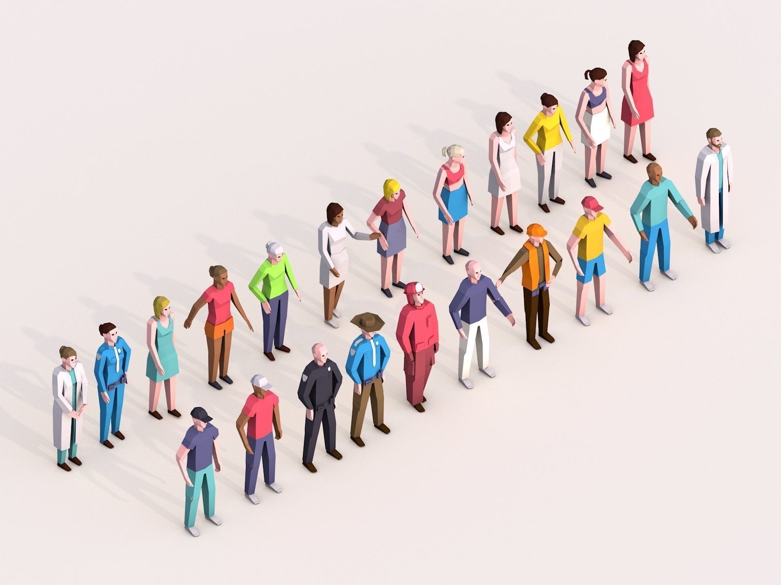 Cartoon Lowpoly Characters Megapack Low-poly 3D model_1