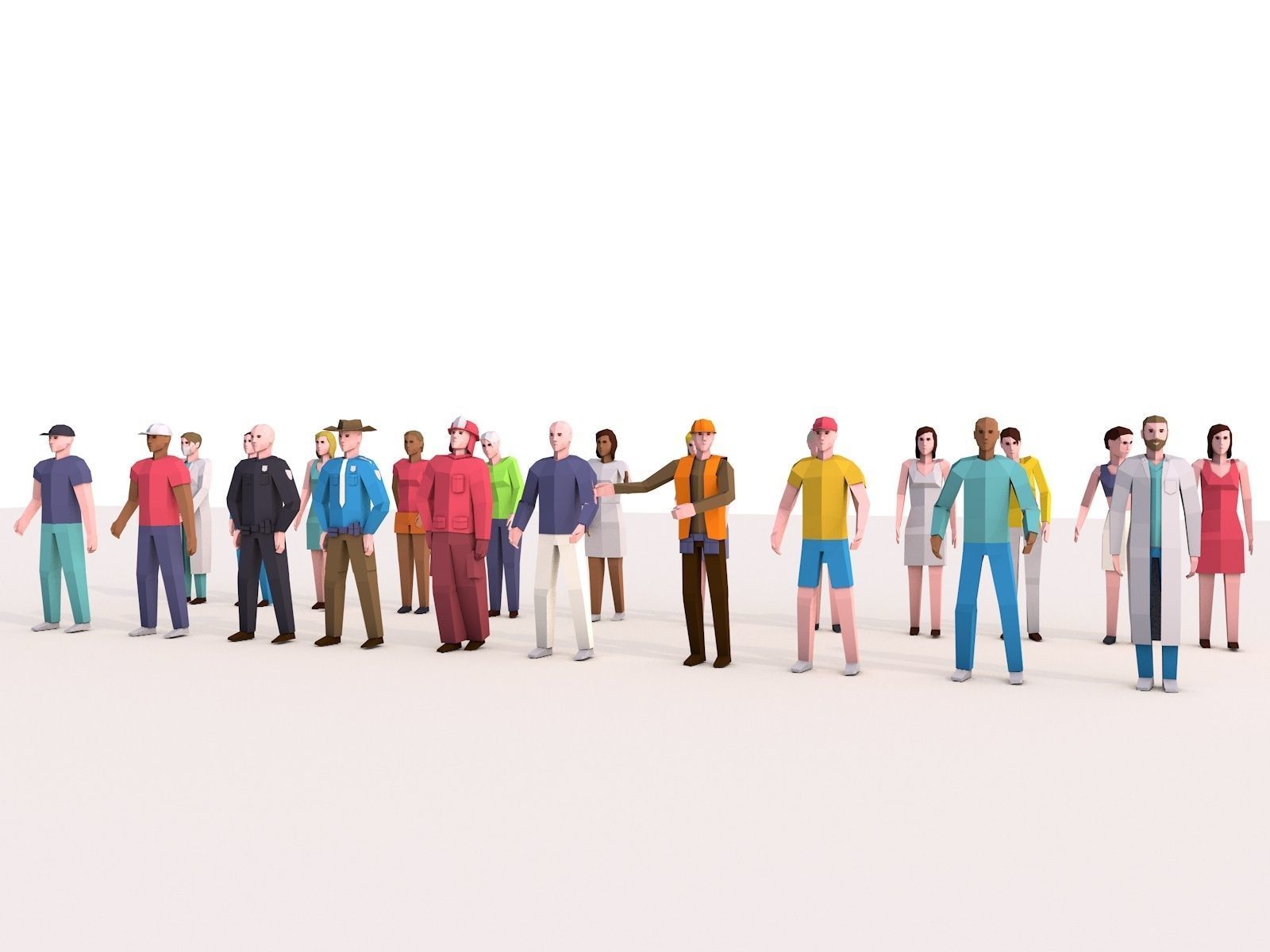 Cartoon Lowpoly Characters Megapack Low-poly 3D model_4