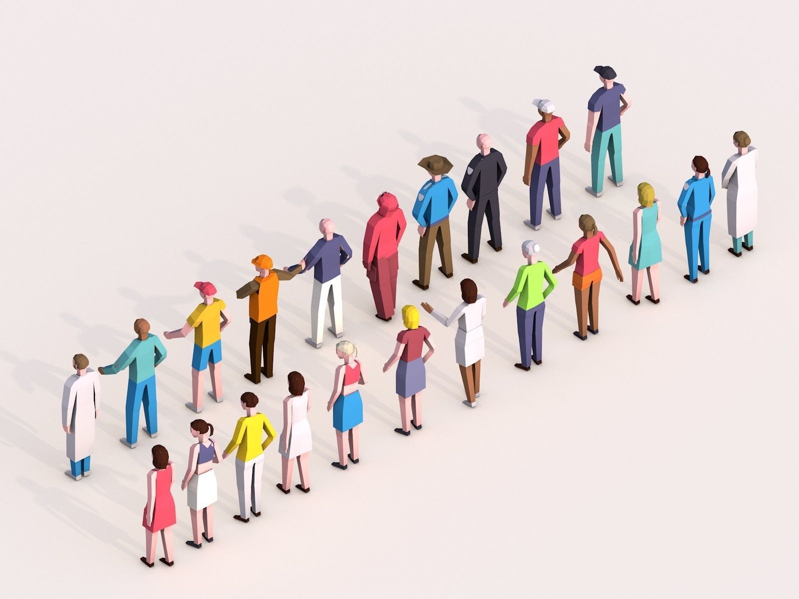 Cartoon Lowpoly Characters Megapack Low-poly 3D model_2