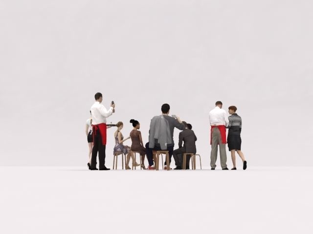 10x LOW POLY CAFE PEOPLE VOL01 CROWD Low-poly 3D model_5