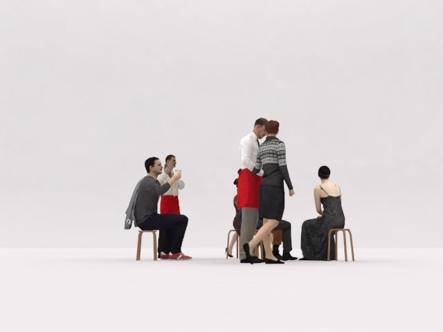 10x LOW POLY CAFE PEOPLE VOL01 CROWD Low-poly 3D model_7