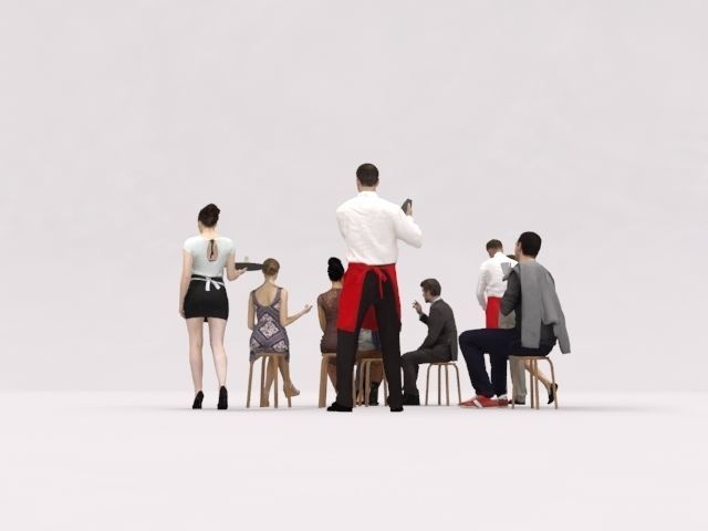 10x LOW POLY CAFE PEOPLE VOL01 CROWD Low-poly 3D model_4