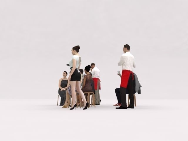 10x LOW POLY CAFE PEOPLE VOL01 CROWD Low-poly 3D model_3