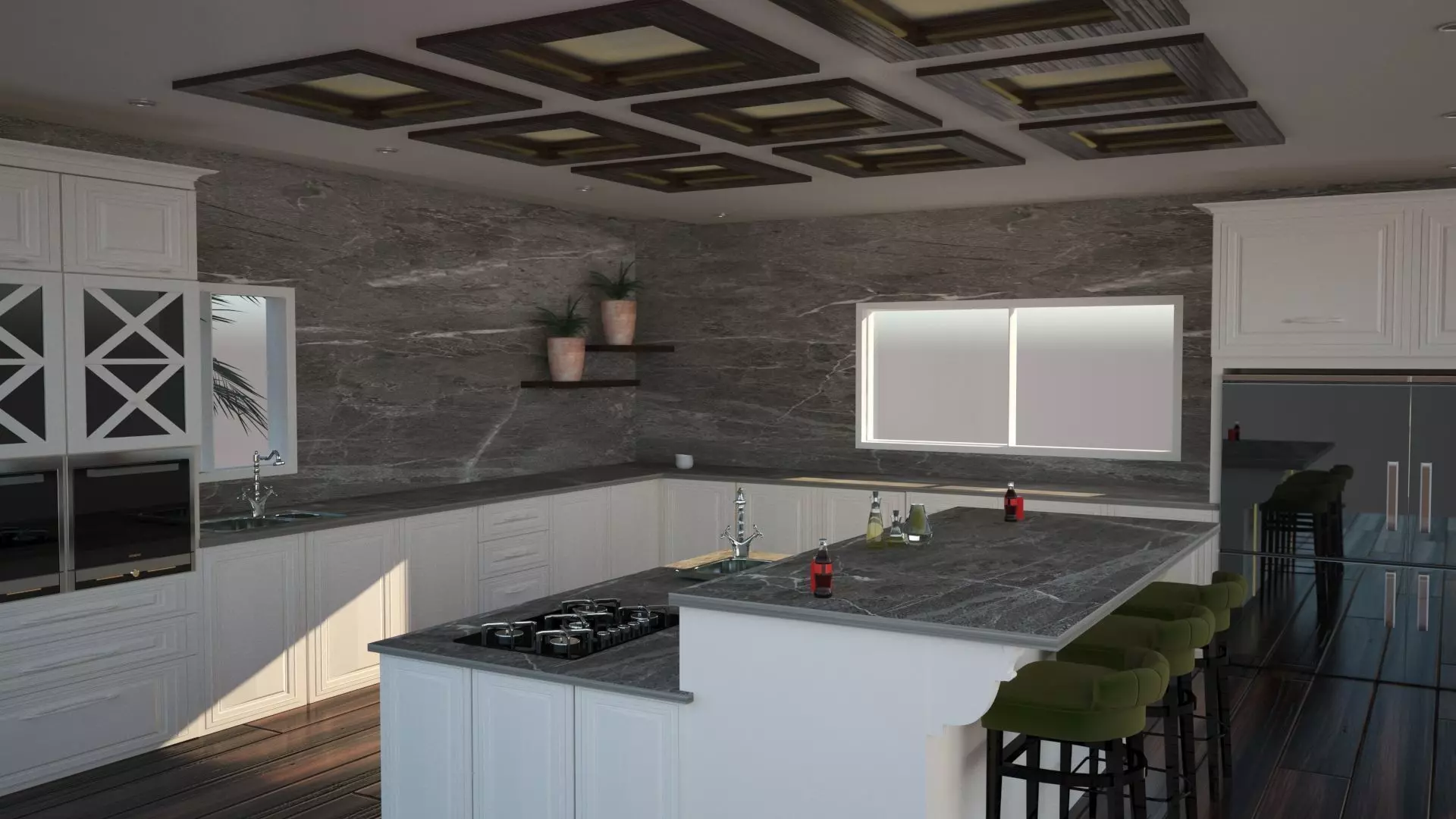 kitchen modern with marble counter tops 3D model_0