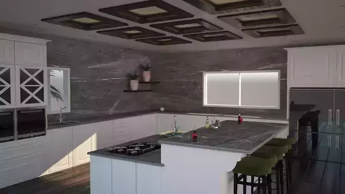 kitchen modern with marble counter tops