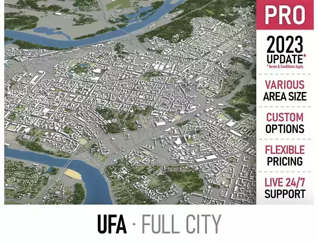 Ufa - city  Low-poly 3D model